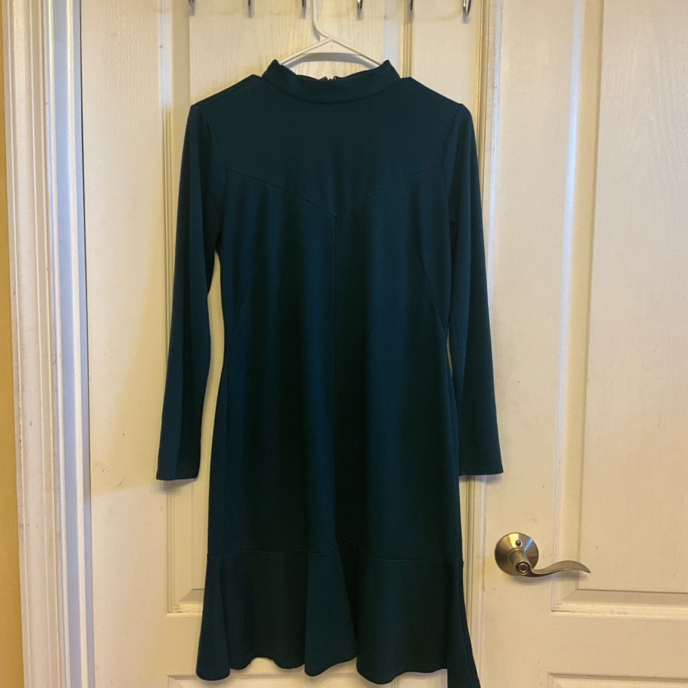 Ann Taylor Green Sheath Dress‎ with Mandarin Collar